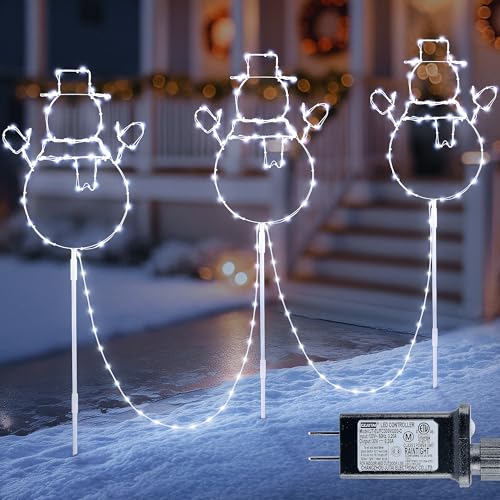 Qunlight Christmas Walkway Lights,200LED White Christmas Decorations Pathway Lights Plug