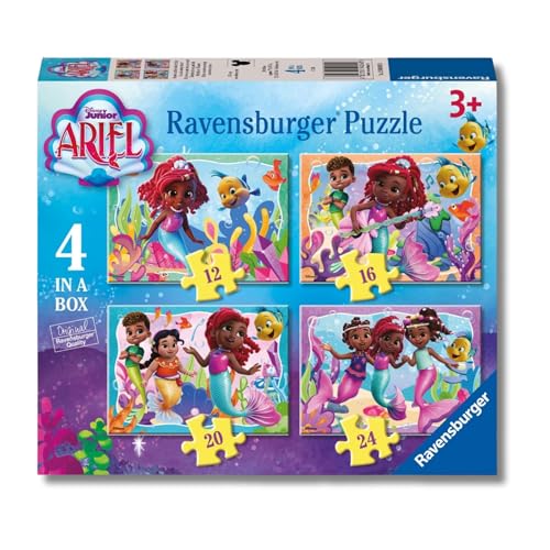 Ravensburger Disney Junior Ariel - The Little Mermaid Toys -4 in a Box Jigsaw Puzzles for Kids Age 3 Years Up - 12, 16, 20, 24 Pieces Ravensburger Disney Junior Ariel - The Little Mermaid Toys -4 in a Box Jigsaw Puzzles for Kids Age 3 Years Up - 12, 16, 20, 24 Pieces