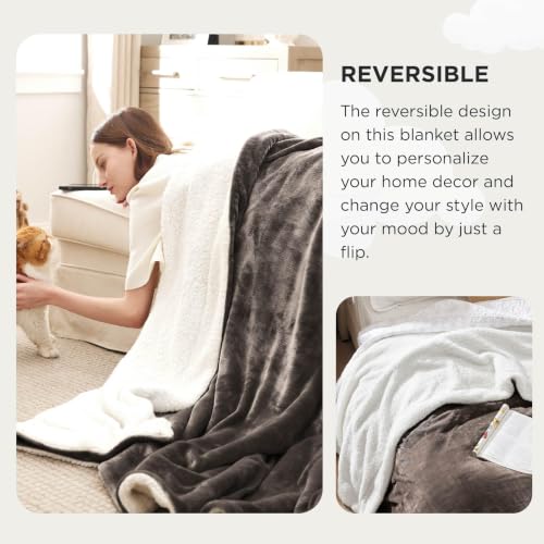 Image of Bedsure GentleSoft Sherpa Fleece Cal King Blankets for Bed, Non-Heated, Thick and Warm Oversized Throw for Women and Men, Soft Fuzzy Plush Large Blanket for Winter, Brown, 112x98 Inches