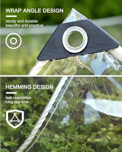 image for LCKFFYD Clear Tarp 6' x 20' PVC 14 Mil Clear Tarps Heavy Duty Waterpro