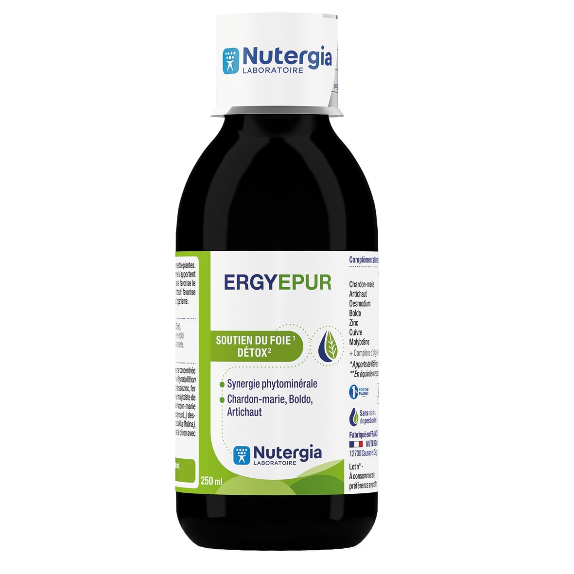 Nutergia – Soutien du foie – Detox – Détox hépatique et purification de l’organisme – Complément alimentaire – 250 ml – Fabrication Française