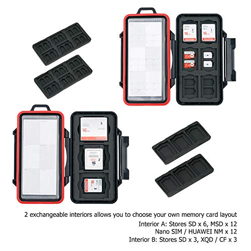 Image of PROfezzion 48 Slots Universal Weatherproof Memory Card Carrying Case Anti-Shock Storage Holder for SD Micro SD CF Cfast XQD Nano Sim Huawei Nano Memory MSD TF CompactFlash Cfexpress SDXC SDHC Cards