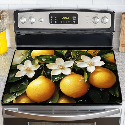 Image of Stove Top Cover for Electric Stove,Glass Stove Top Cover, Heat Resistant Glass Cooktop Cover, Stovetop Protector, Kitchen Decor, Dish Drying Mats Cover for Ceramic Washer Top 28.5x20.5 inch