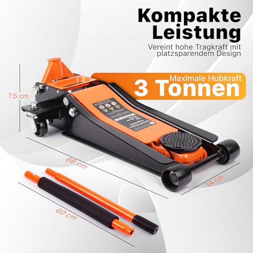 Springer Rangierwagenheber 3T HRW 75-3 – Hydraulischer Autoheber, Quicklift 75–505 mm,...