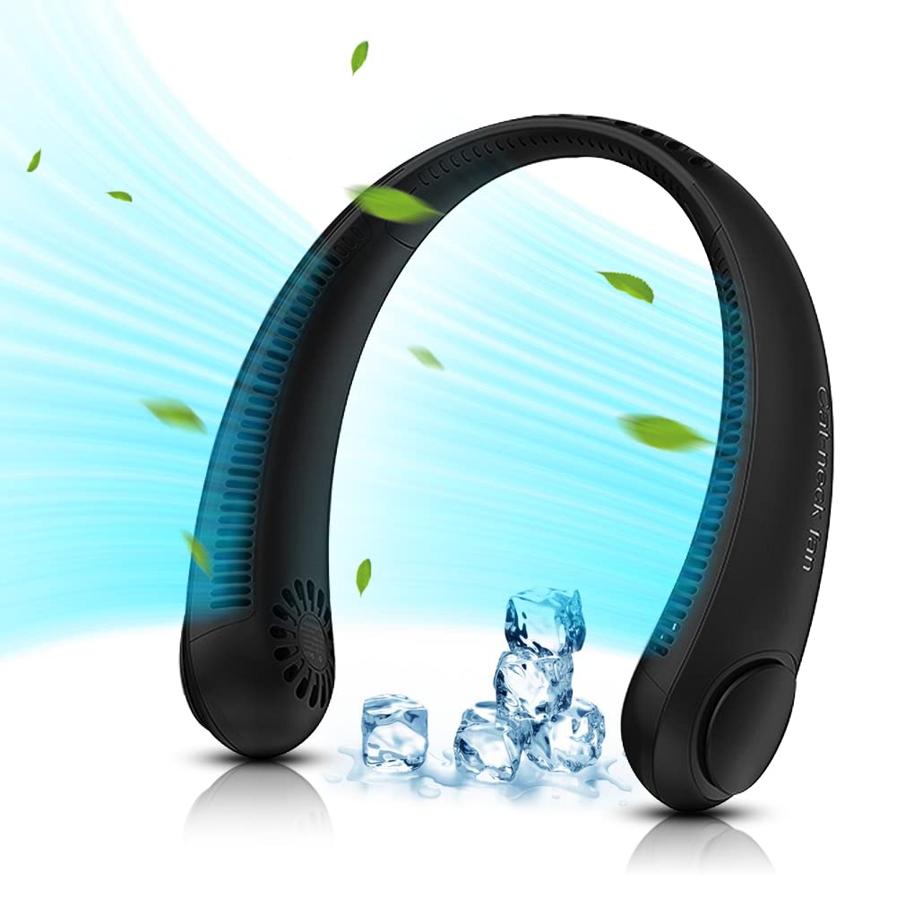 Neck Fan, Portable Neck Fan USB Rechargeable, Hands Free Bladeless Personal Fan with 360°Cooling Airflow, 3 Wind Speed for Home Office Travel Sports Outdoor Summer