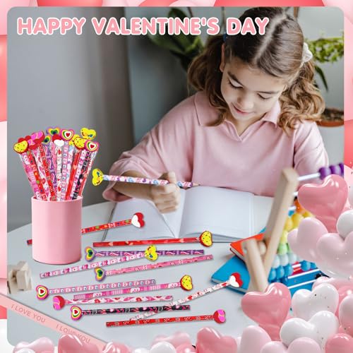 Set de 48 lápices de San Valentín con borradores miniatura 3