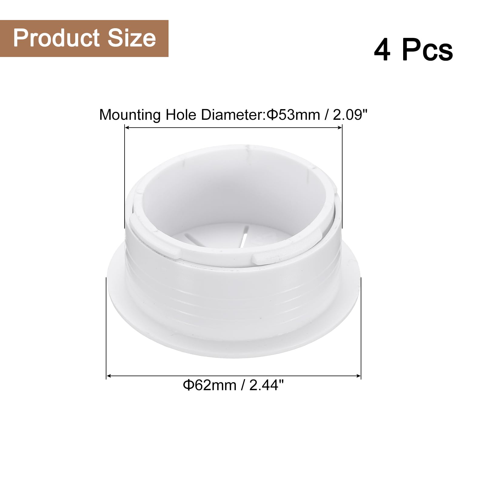 uxcell 4 Pcs Desk Grommet, 2.09 inch 53mm Desk Cable Hole Cover Wire Hole Insert for Home Office Table Cabinet Cord Organizer, White