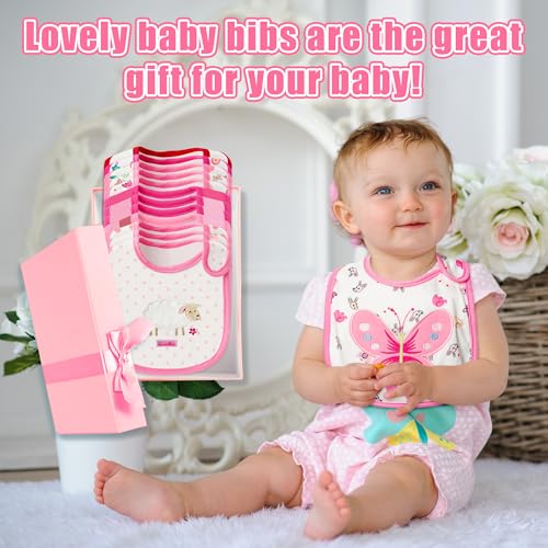 Cotton Waterproof Baby Bibs - 24Pcs Adjustable Hook Loop Closure Bib for Feeding Teething Drooling Eating, 6-12 Months4