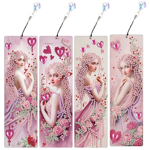 JICFDAO Diamond Painting Marque Page Fée 4 Pièces Peinture Diamant Marqueurs de Page Elfe Broderie Diamant Marque-Pages Papier Ange Bookmark Signets Cadeau...