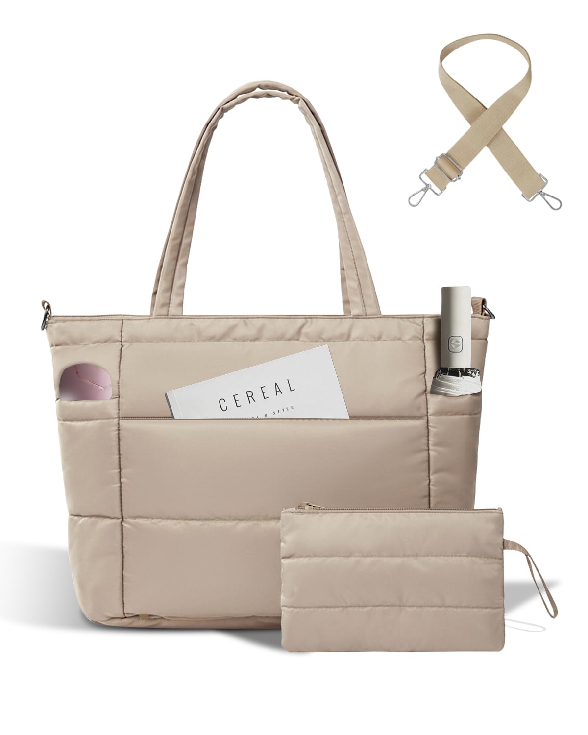 Moyad Borsa Tote Donna Trapuntata in Piumino, Borsa a Tracolla Leggera con Spallaccio, Grande Capacità per Lavoro Viaggio Shopping Università