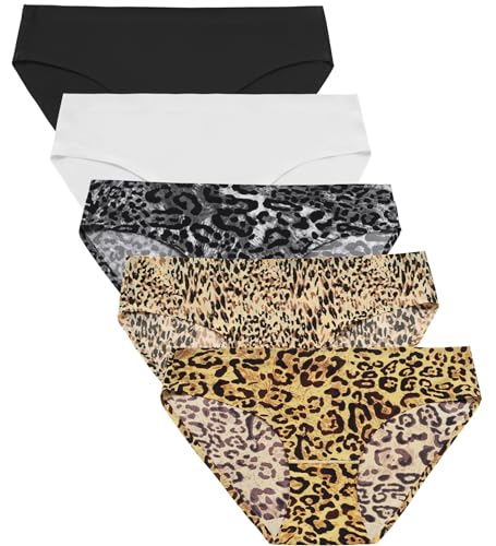 Wealurre Seamless Underwear For Women No Show Panties Soft Stretch Hipster Bikini Underwears 5-Pack cover