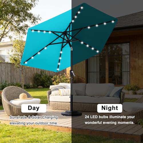 Image of ABCCANOPY Durable Solar Led Patio Umbrellas with 24LED Lights 7.5FT (Turquoise)