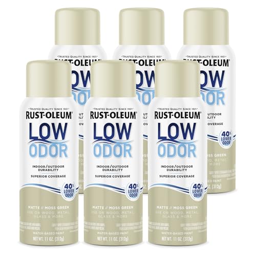 Image of Rust-Oleum Low Odor Premium Spray Paint, 11 oz, Matte Moss Green, 6 Pack