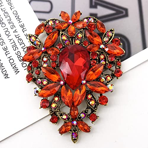 Image of SELOVO Leaf Bouquet Scarf Big Brooch Pin Broach Crystal Jewelry