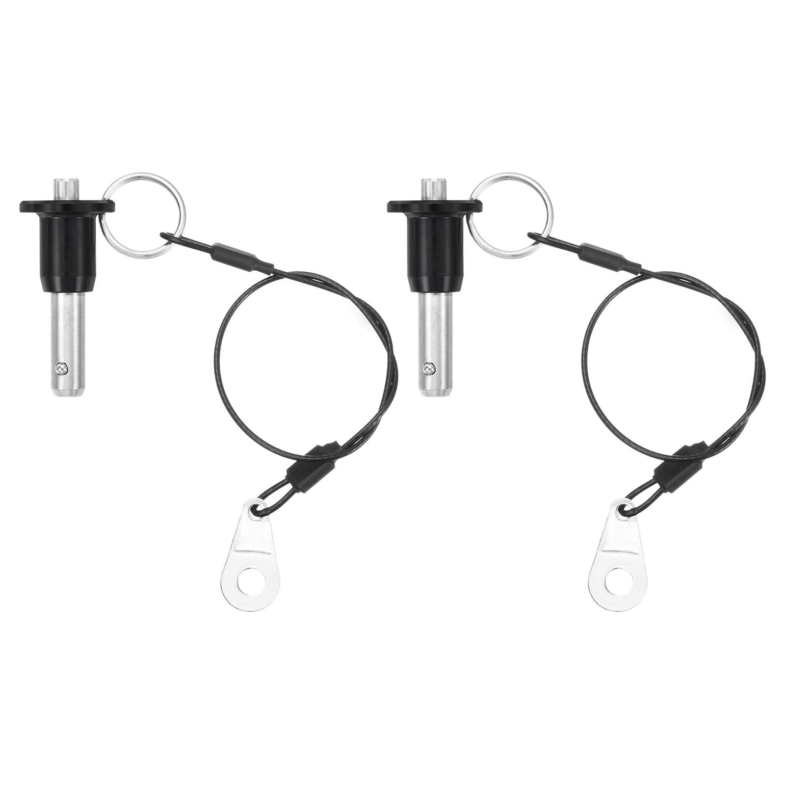 uxcell 2 Pcs Quick Release 5/16" x 0.63" Silver Stainless Steel Ball Locking Pin with Wire for Audio Bimini Top Marine