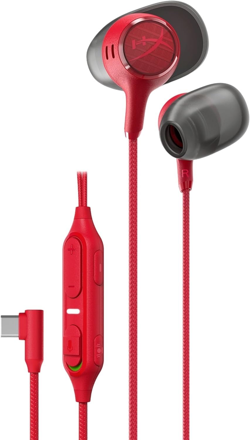 HyperX Cloud Earbuds III S, Auricolari USB cablate, Rosso | Multipiattaforma, audio surround, gommini in 4 misure, microfono con cancellazione del rumore