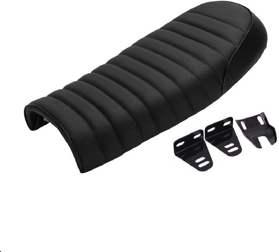 Motorcycle Cafe Racer Seat Universal Flat Brat Vintage Saddle Seat For CB Yamaha XJ (Black)