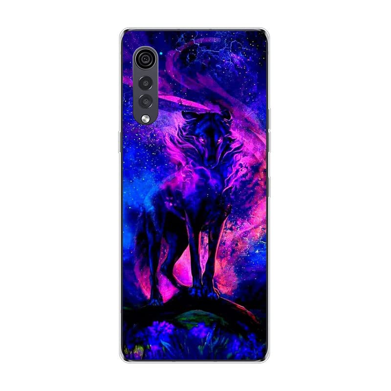 JIENI Cover Per LG Velvet 5G Con 2 Pellicole Vetro Temperato – Custodia Morbida In TPU Trasparente A Tema Cartoon Demone – Antigiallo, Antiurto, Con Sticker Oro – Protezione Completa