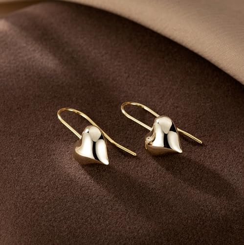 SLUYNZ Solid 925 Sterling Silver Heart Drop Earrings for Women Teens Love Heart Dangle Earrings Hook3