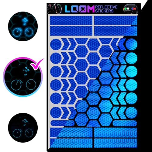 LOOM Fahrrad Reflektoren Aufkleber Set | 67 stk Prismatic Blau | German Oralite Qualität | Reflektoren fahrrad | Wasserdicht | Für Helm, Auto, Anhänger, Reflektoren schulranzen kinder LOOM Fahrrad Reflektoren Aufkleber Set | 67 stk Prismatic Blau | German Oralite Qualität | Reflektoren fahrrad | Wasserdicht | Für Helm, Auto, Anhänger, Reflektoren schulranzen kinder