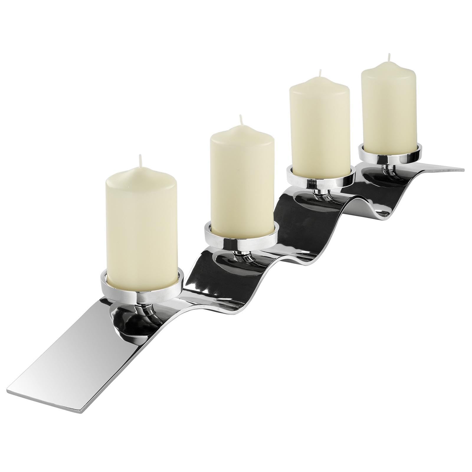 Fink 4-flammiger Kerzenhalter 105 cm Aluminium für Stumpenkerzen in Wellenform