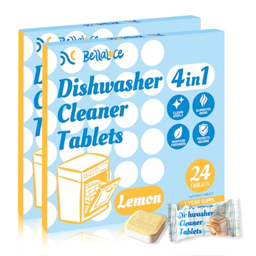 Image of Bellaluce Dishwasher Cleaner Tablets, Lemon Scent, 48 Pack | Deep-Cleaning Descaler and Deodorizer for Built-In, Countertop, Portable and Drawer Dishwashers, Septic-Safe