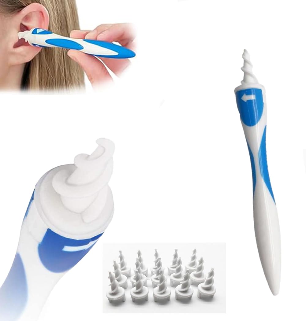 Spiral Ear Wax Removal Tool Kit with 16 Soft Tips - Safe, Reusable Ear Cleaner for Gentle Earwax Removal - Easy-to-Use Ear Cleaning Solution for All Ages