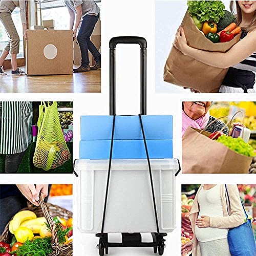 Image of Folding Stainless Steel 4-Wheel Stair Climbing Shopping Cart Trolley, Silver, 66 lbs Capacity, 13x11x26 cm