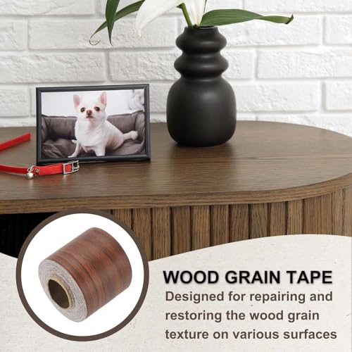 Image of PATIKIL Wood Grain Tape 2 inch x 32 ft, Self-Adhesive Wood Texture Repair Tape Realistic Wooden Effect Patch for Furniture Cabinets Floor Walls, Teak