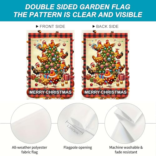 Image of BlissYard Christmas Farm Chickens Garden Flag 12x18 Inch Polyester