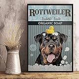 Dog Metal Poster Rottweiler Bubble Bath Organic Soap Tin Signs Bar Cafe Living Room Bathroom Kitchen...
