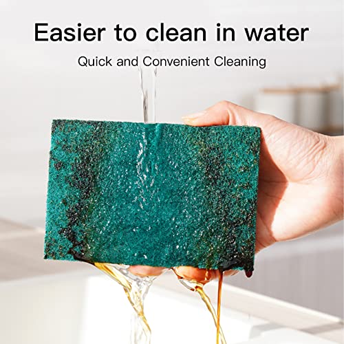 Image of Heavy Duty Scour Pads Sponge Dish Scrubber Non-Scratch Green Reusable Household Scrub Pads for Kitchen and Dish Cleaning Tool (20Pcs Sponge+3Pcs Clean Towel)