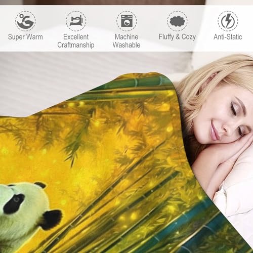 Couverture panda chaude en flannel lavable machine pour lit 140x180 - 4