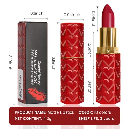 Image of evpct 1Pcs Dark Rose Red Lipstick, Silky Velvet Matte Lipstick Pack Sets for Women, Long Lasting Smudge Proof Lipstick Lip Stain Makeup Kit matte lipsticks 24 hours original R05