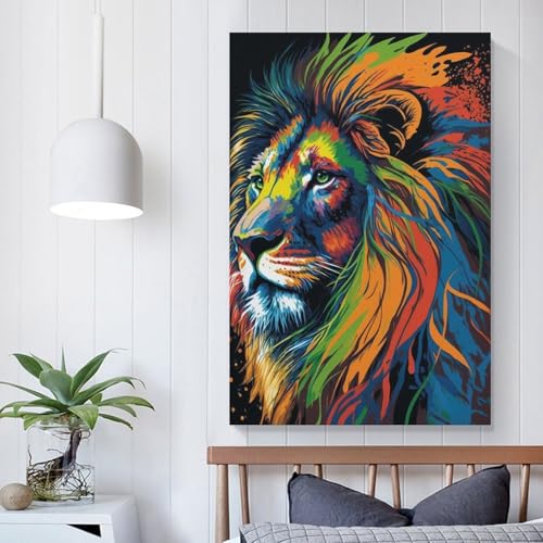 Affiche lion art style décorative grand format pour sublimer l'ambiance de votre salon