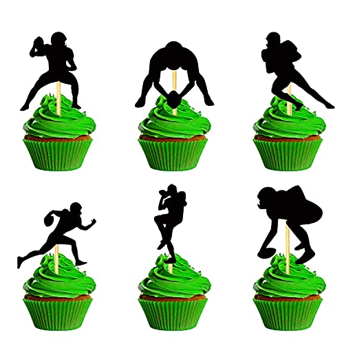 LaVenty Set of 24 Football Payers Cupcake Toppers Rugby Cupcake Topper Super Bowl Party Decoration Football Party Decoration Rugby Party decoration Football Party Supplies