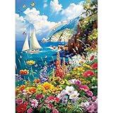 大人向け300ピースパズル – カラフルなガーデンバイザオーシャンパズル 大人 子供 高齢者向け – 再生紙パズル 300ピース – 光沢があり丈夫なピース 家族向けゲーム チャレンジングなギフトアイデア (20.5×15インチ)