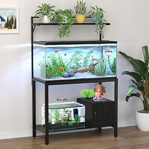 GDLF 40-50 Gallon Fish Tank Stand with Plant Shelf Metal Aquarium Stand with Cubby Storage 36.6″ x 18.5″ Tabletop fits Aquarium,Turtle Tank,or Reptile Terrariums