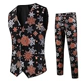 Generisch Modischer Herren Zweiteiliger mit Exklusivem Weihnachtsdruck Design für Stilvolle Festliche Anlässe Elegante Abendmode (Coffee, XXXXL)