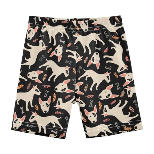 JHKKU Girls Bull Terrier Cartoon Dog Shorts Cotton Cartwheel Bike Kids Biker Under Dress Dance Short Girl Clothes 6T