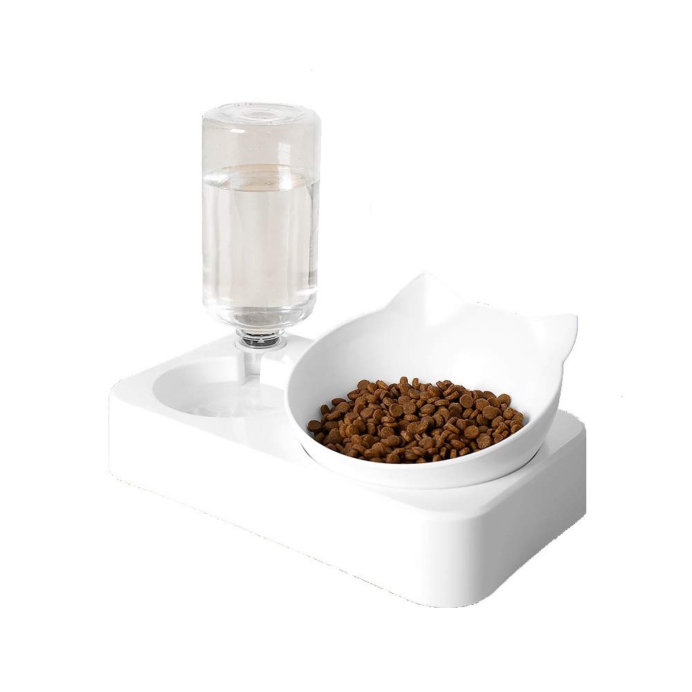 PetlexGravity Food & Water Bowl for Cats Elevated Cat Bowls, Double Cat Food and Water Bowls, 15°Tilted Raised Bowls for Cats/Dogs