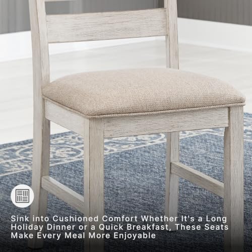 Image of Signature Design by Ashley Skempton 7-Piece Dining Table Set for 6 | Solid wood, engineered wood & acacia veneer construction, 60-in table, Cushioned polyester seating, Two-tone finish