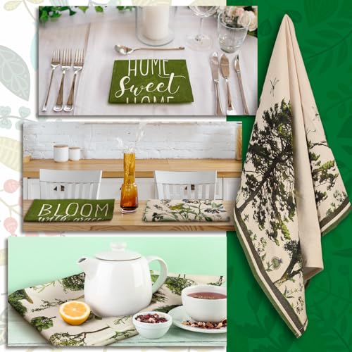 Image of Bencailor 6 Pcs Spring Floral Kitchen Towels Decorative Sets Dish Towels Absorbent Fast Drying Hand Tea Vintage Hanging Reusable Cleaning Dishcloths for Cooking Farmhouse Bathroom Accessory