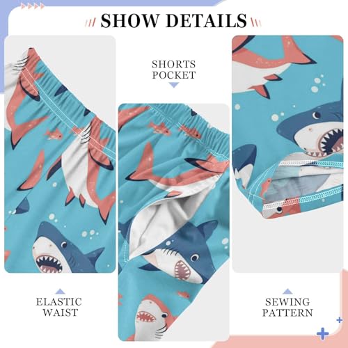 Cute Cartoon Hark Boys Pants Girl Sleep Pants Long Trousers Elastic Waist Lounge Bottoms S4