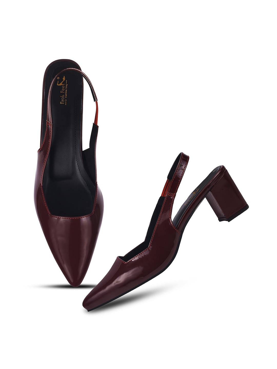 Women’s Block Heel Slingback Pumps | Pointed Toe Slip-On Dress Sandals - Cherry-picture-22