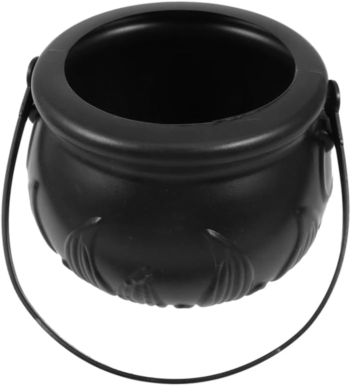 Ciieeo Halloween Witch Candy Bucket 4pcs Plastic round Basket, Portable