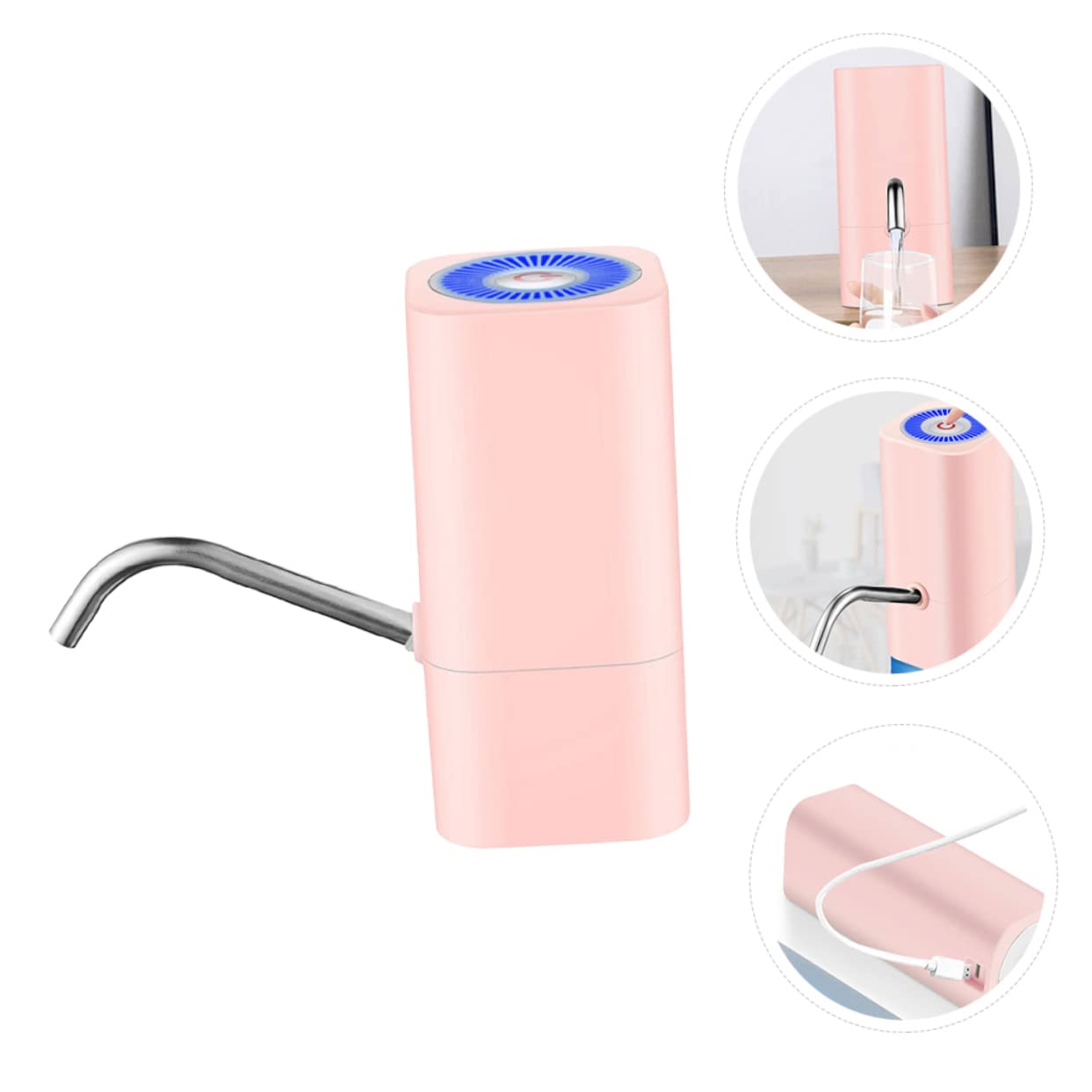 Electric Water-absorbing Machine Water Bottle Tumbler Cup Water Dispenser Water Chiller Pump Water Drink Potable Water Pump Practical Water Pump Camping Barreled Water Pump Pp Pink Angoily