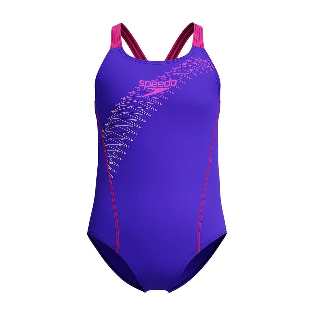 Speedo Mädchen Medley Logo Medalist Badeanzug Badeanzug Blau Lila