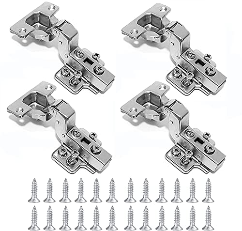 4 Pcs Inset Soft Close Kitchen Cupboard Hinges - Cabinet Hinges for Cupboard Doors & Wardrobe Doors (35mm)