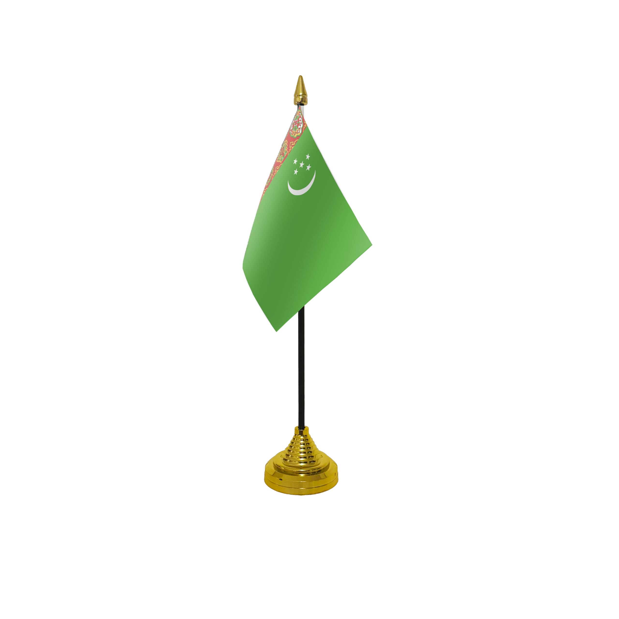 Flagtex Turkmenistan Small Table Flag With Gold Base